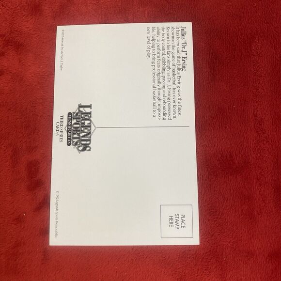 Julius Erving Dr. J 1992 Sports Legends Memorabilia Postcard Third Series #6 - Picture 2 of 4